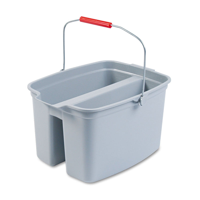 Rubbermaid 19 Quart Double Utility Pail, Plastic, Gray, 18 x 14.5 x 10