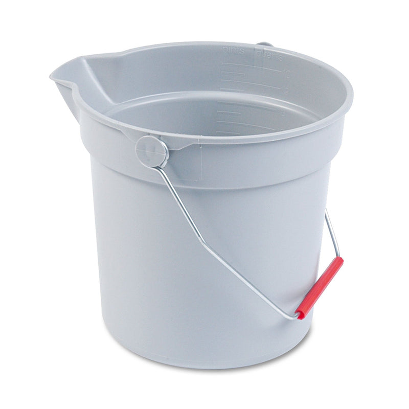 Rubbermaid 10 Quart Plastic Utility Pail, Plastic, Gray, 10.5" dia