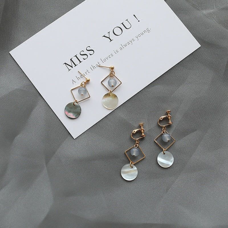 Geometric Square Shell Stud Earring