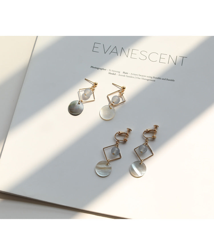 Geometric Square Shell Stud Earring