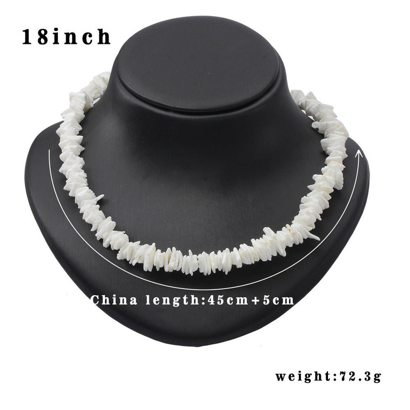 Bohemian Ethnic Natural Square Shell Beaded Chain Necklace