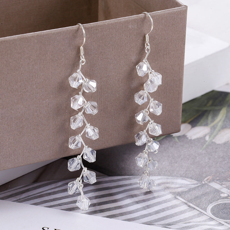 Crystal Glass Beads Long Earring