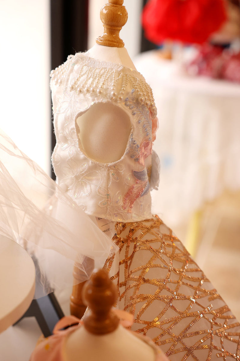 Exquisite Gold Silver Sequin Pet Gown Luxurious Dog Princess Dress