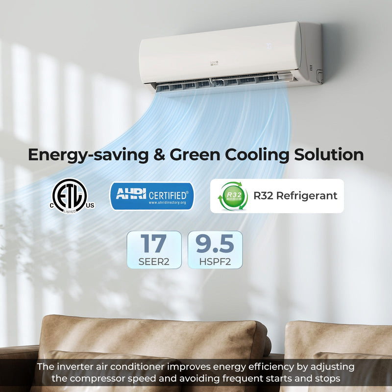 11500 BTU 115V Mini Split Air Conditioner and Heater Pump System Wifi Enabled