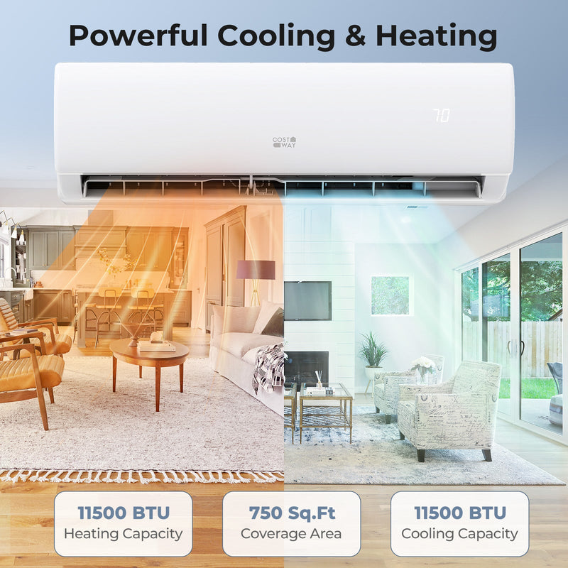 11500 BTU 208/230V Mini Split Air Conditioner and Heater Pump System