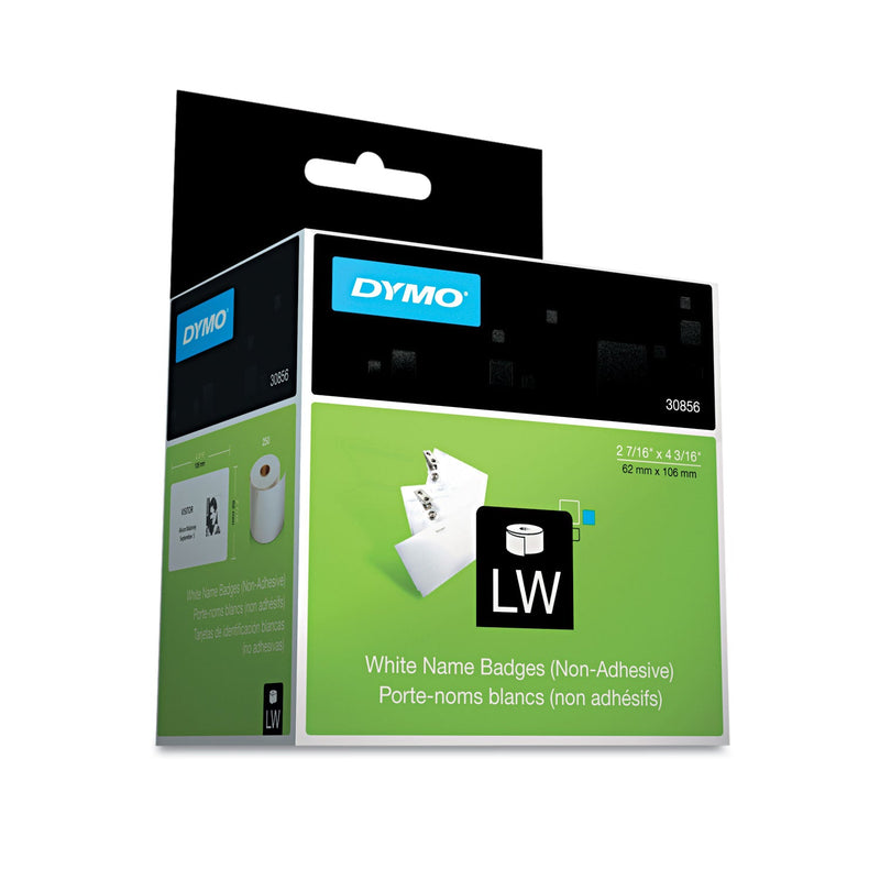 DYMO Name Badge Insert Labels, 2.43" x 4.18", White, 250 Labels/Box