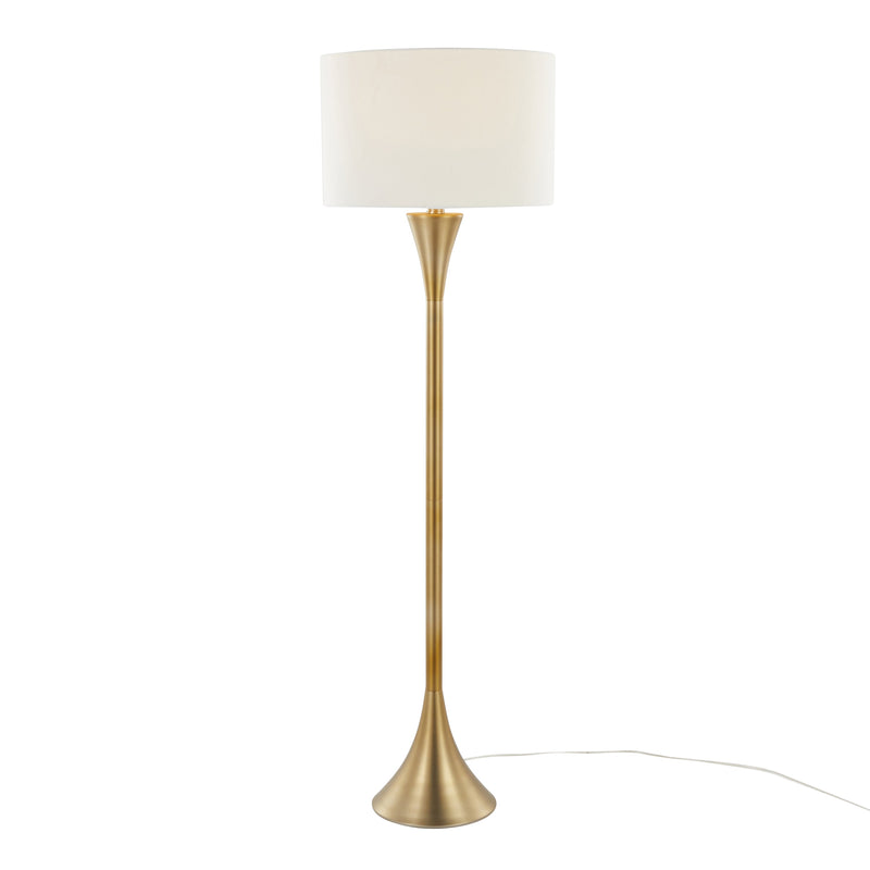 Lenuxe 65" Contemporary Metal Floor Lamp in Gold Metal with White Linen Shade