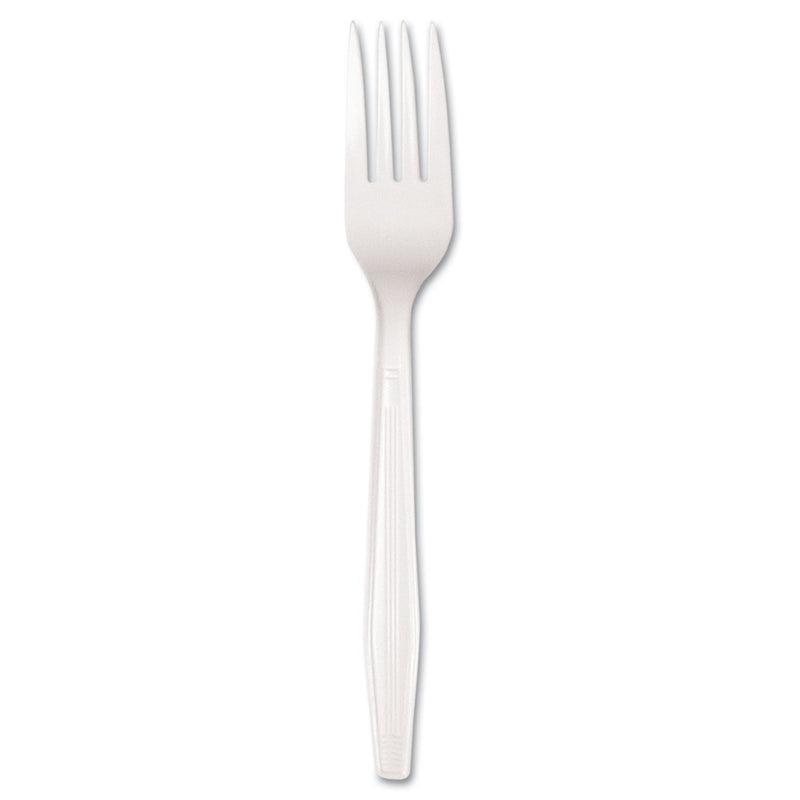 Boardwalk Mediumweight Polystyrene Cutlery, Fork, White, 100/Box