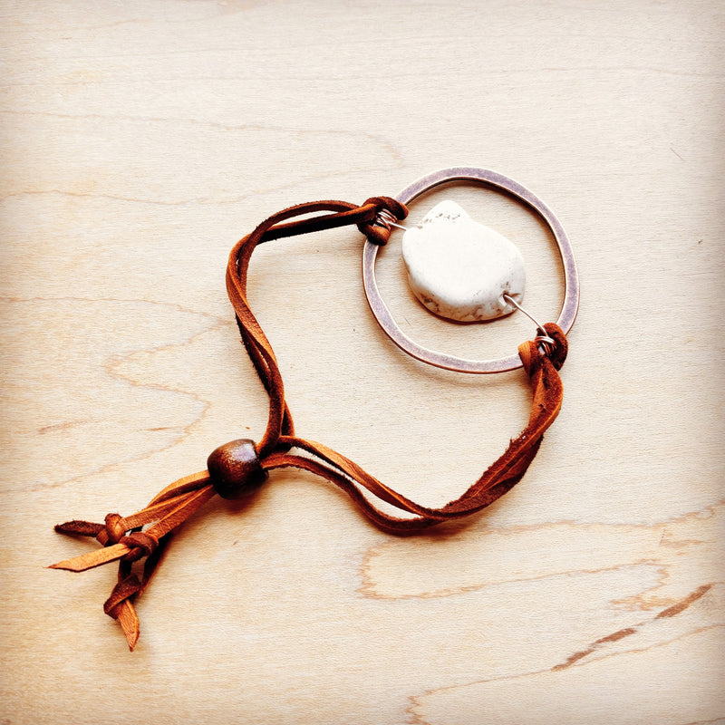 White Turquoise Bracelet w/ Adjustable Ties (010h)