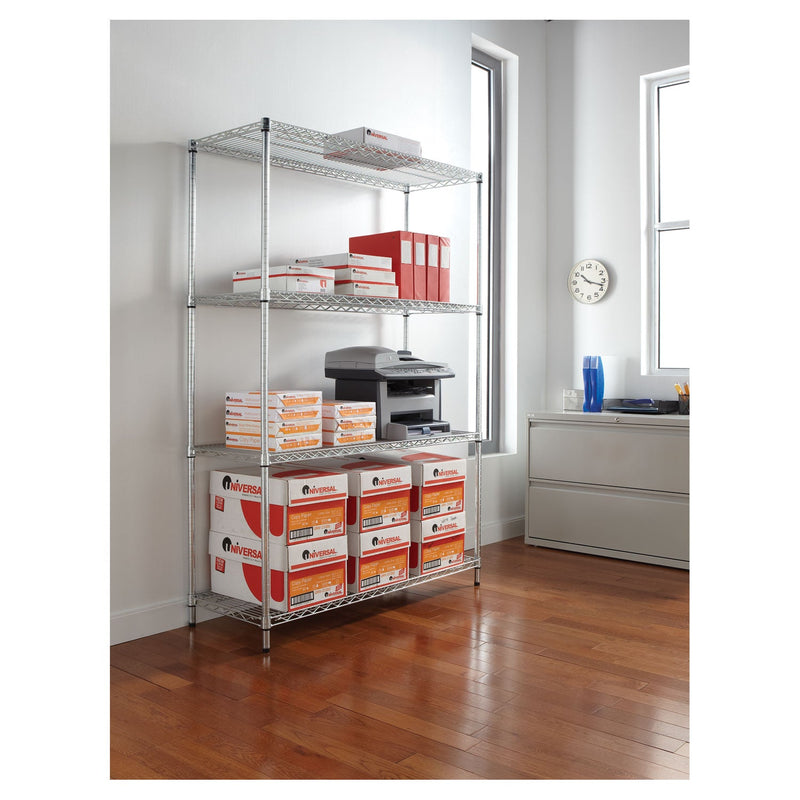 Alera NSF Certified Industrial Four-Shelf Wire Shelving Kit, 48w x 18d x 72h, Silver
