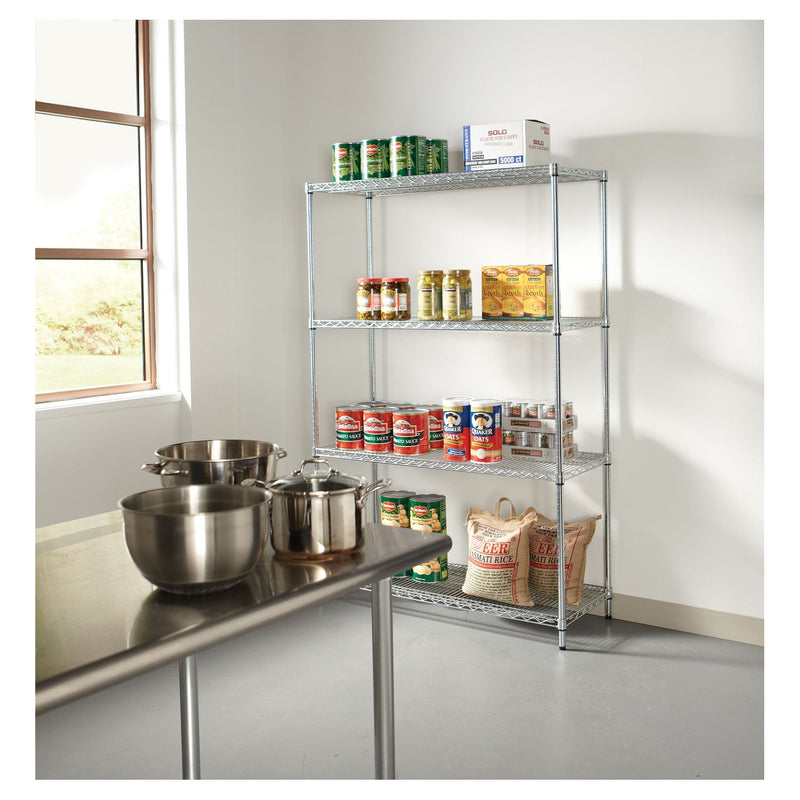 Alera NSF Certified Industrial Four-Shelf Wire Shelving Kit, 48w x 18d x 72h, Silver