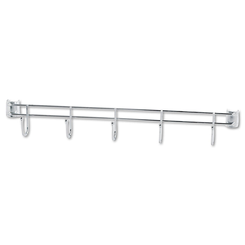 Alera Hook Bars For Wire Shelving, Five Hooks, 24" Deep, Silver, 2 Bars/Pack