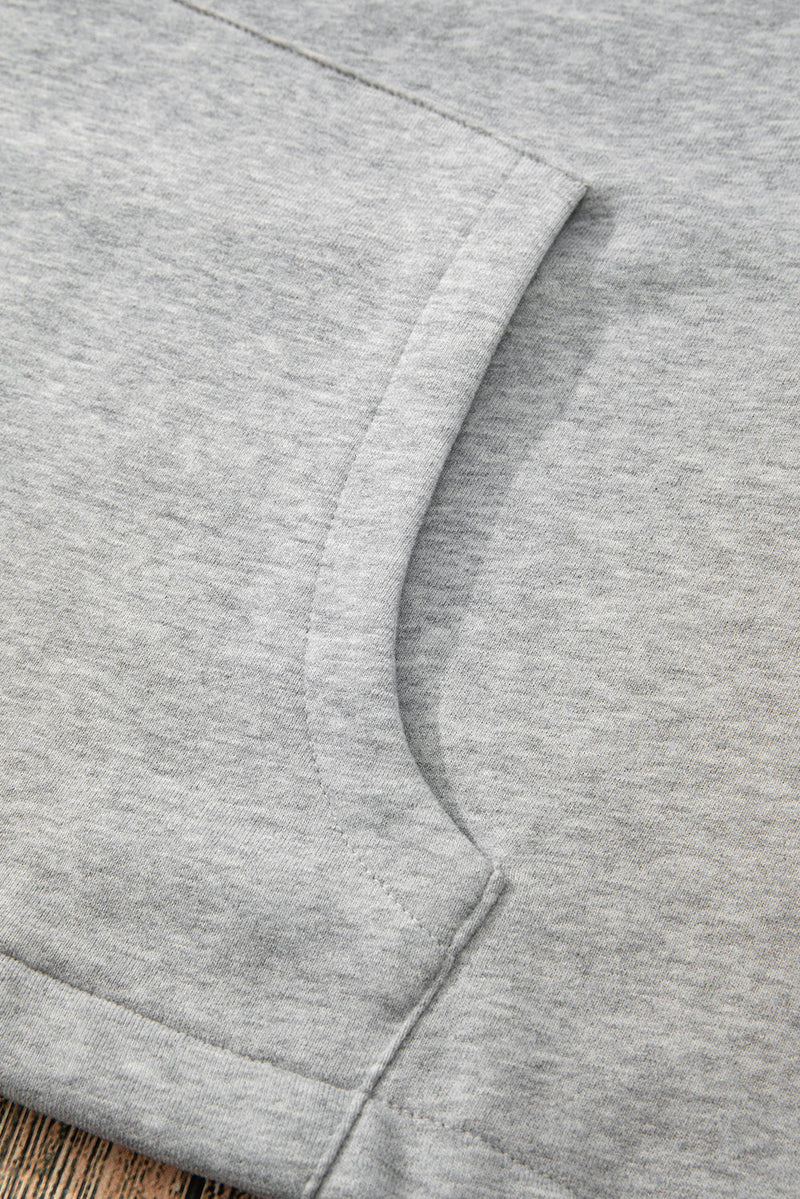 Kate Fleece Lined Half Zipper Kangaroo Pockets Loose Hoodie