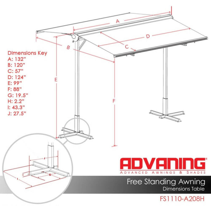 Advaning FS Series Freestanding Dual-Deploying Manual Retractable Awning [FS1110/1410] (SAK62975)