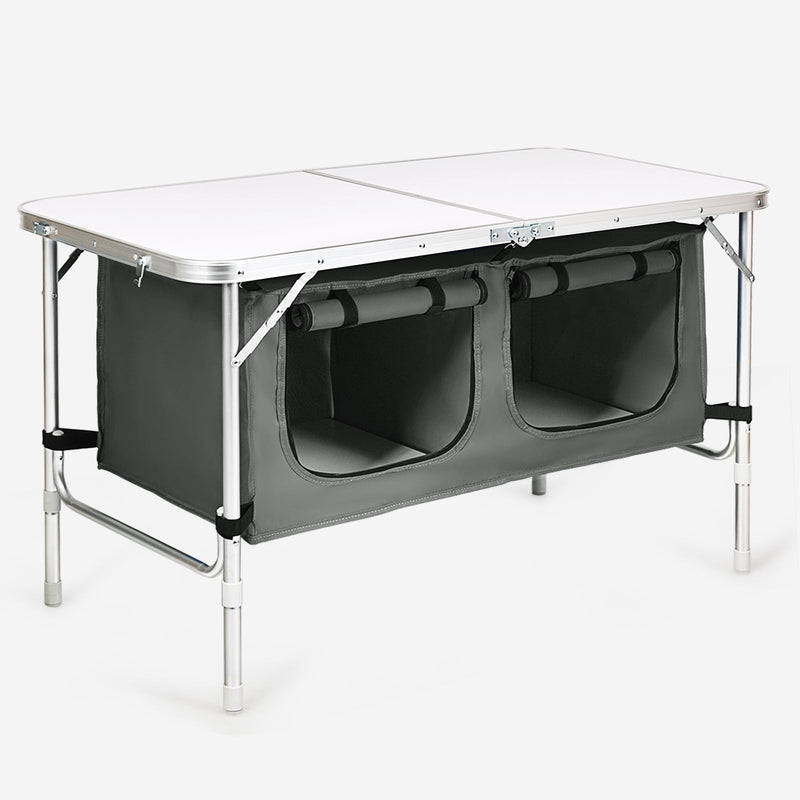 Height Adjustable Folding Camping Table-Gray