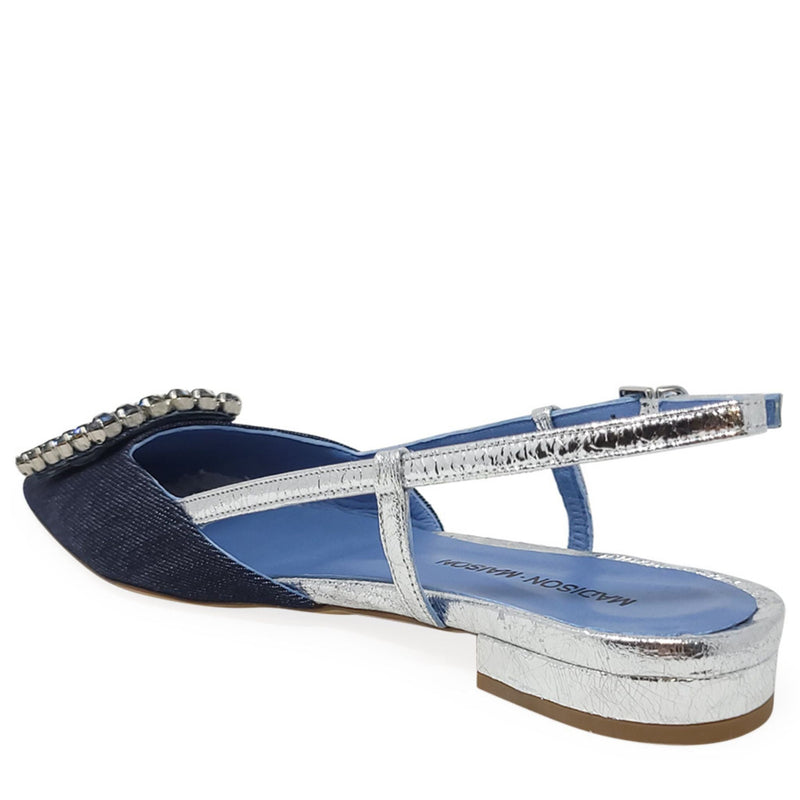 Denim/Silver Sling Back Flat