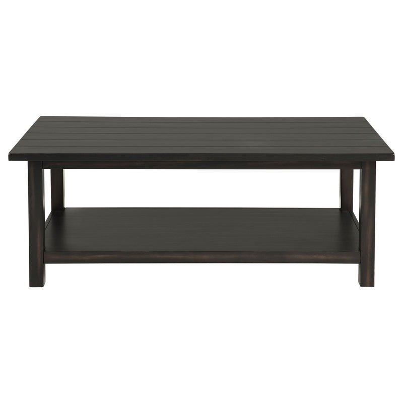 Payne Wood Coffee Table with Shelf Distressed Java