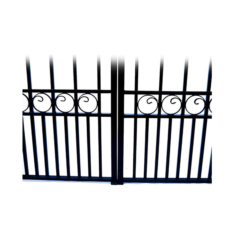[12-18FT] Heavy-Duty London-Style Powder-Coated Galvanized Steel Dual-Swing Driveway Gate (SAK48520)