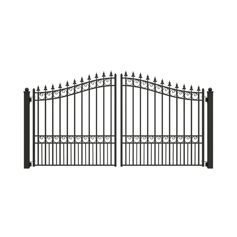 [12-18FT] Heavy-Duty London-Style Powder-Coated Galvanized Steel Dual-Swing Driveway Gate (SAK48520)