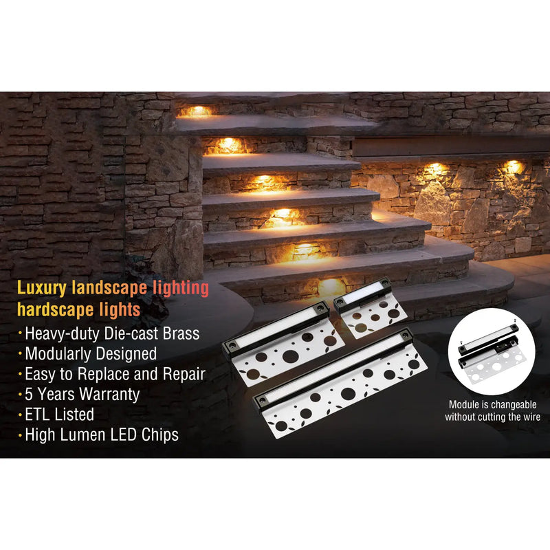 12" Brass Hardscape Paver RGB CCT Tunable LED Fixture for Outdoor Lights Landscape