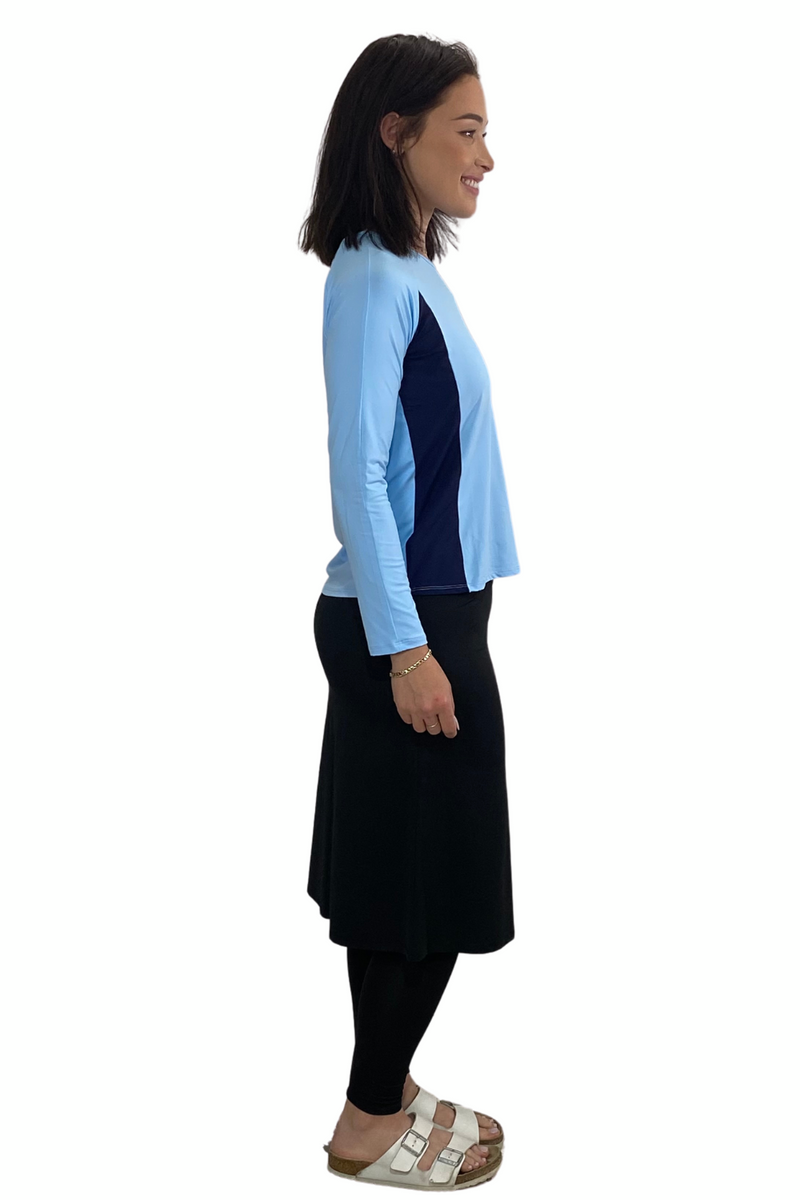 Women's Ultra-Light Sun Protection Swim Top | Long Sleeve Color Block Design
