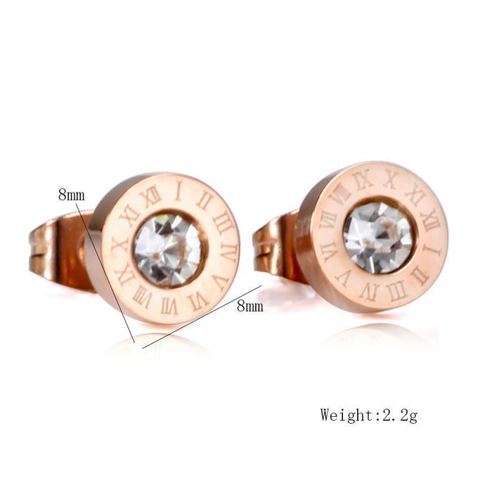 Roman Numerals and Diamond Stud Earrings