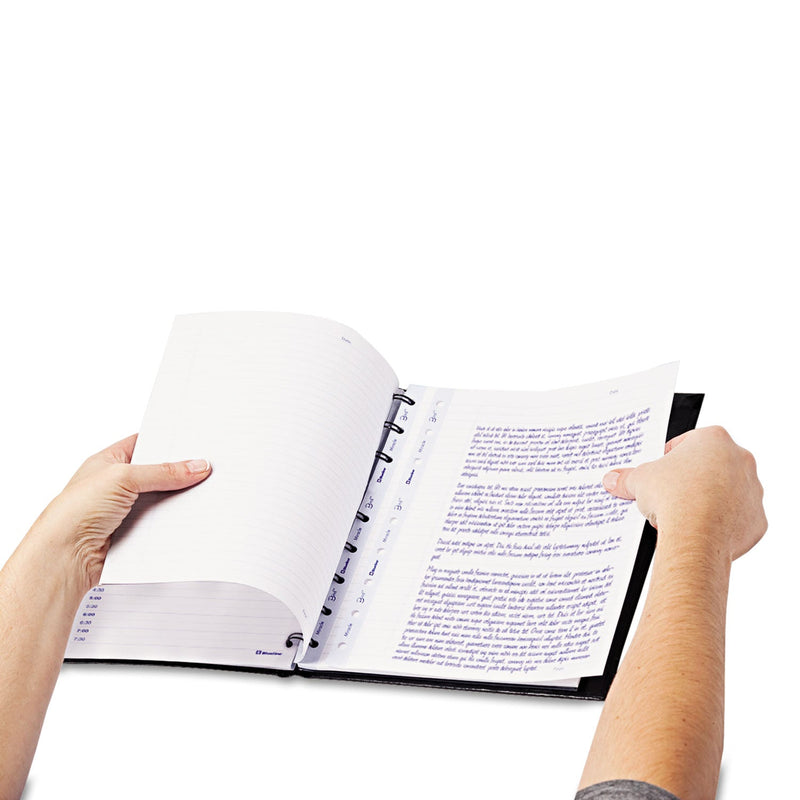 Blueline MiracleBind Notebook, 1 Subject, Medium/College Rule, Black Cover, 11 x 9.06, 75 Sheets