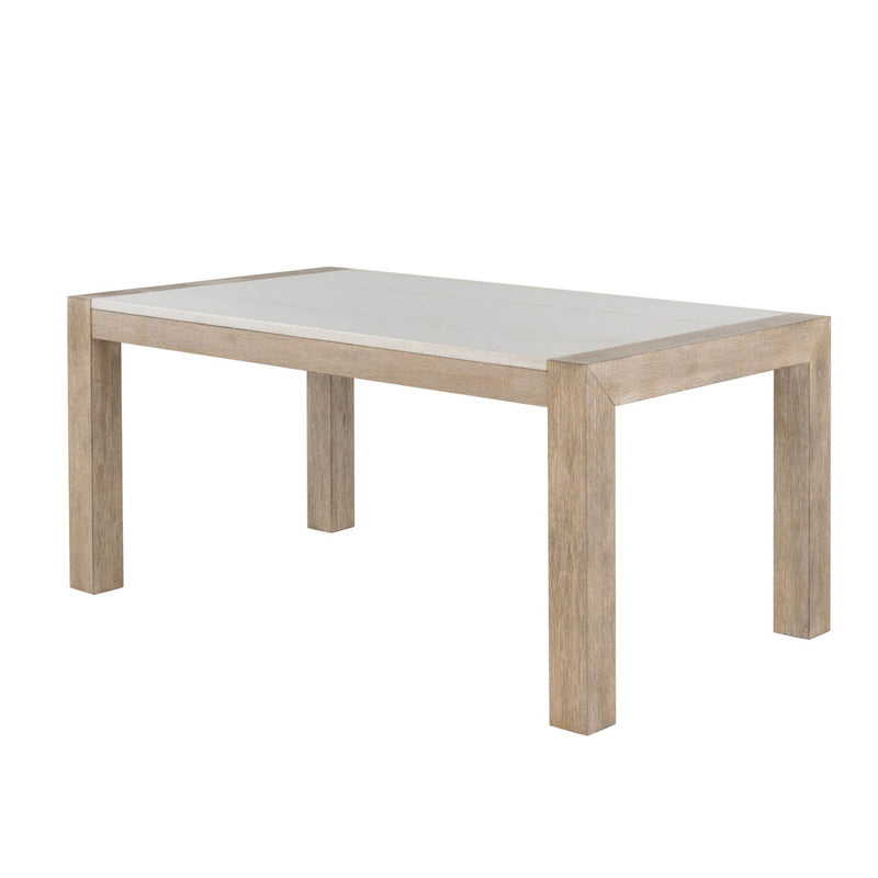 Vanilla - Real Marble Dining Table And Chair Set With Upholstery - Beige / Natural