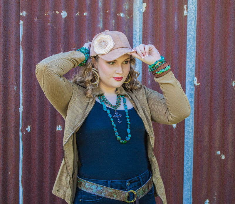 African Turquoise Triple Strand Bracelet 804s