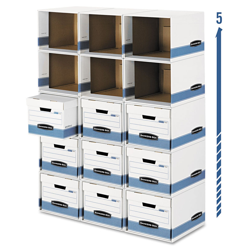 Bankers Box File/Cube Box Shell, Legal/Letter, 23.75 x 19.75, White/Blue, 6/Carton