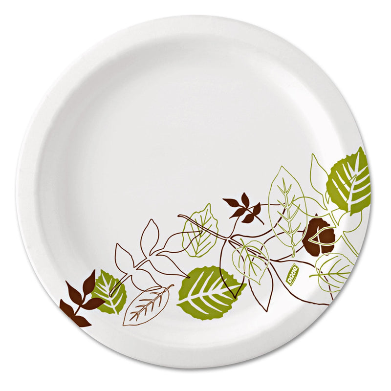 Dixie Pathways Soak-Proof Shield Mediumweight Paper Plates, WiseSize, 6.88" dia, Green/Burgundy, 500/Carton