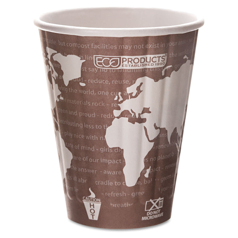 Eco-Products World Art Renewable and Compostable Insulated Hot Cups, PLA, 8 oz, 40/Pack, 20 Packs/Carton