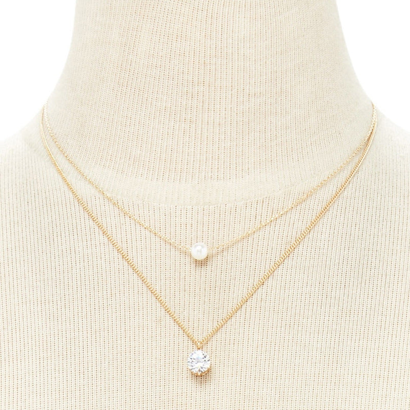 Layer Pearl Beads Chain Necklace