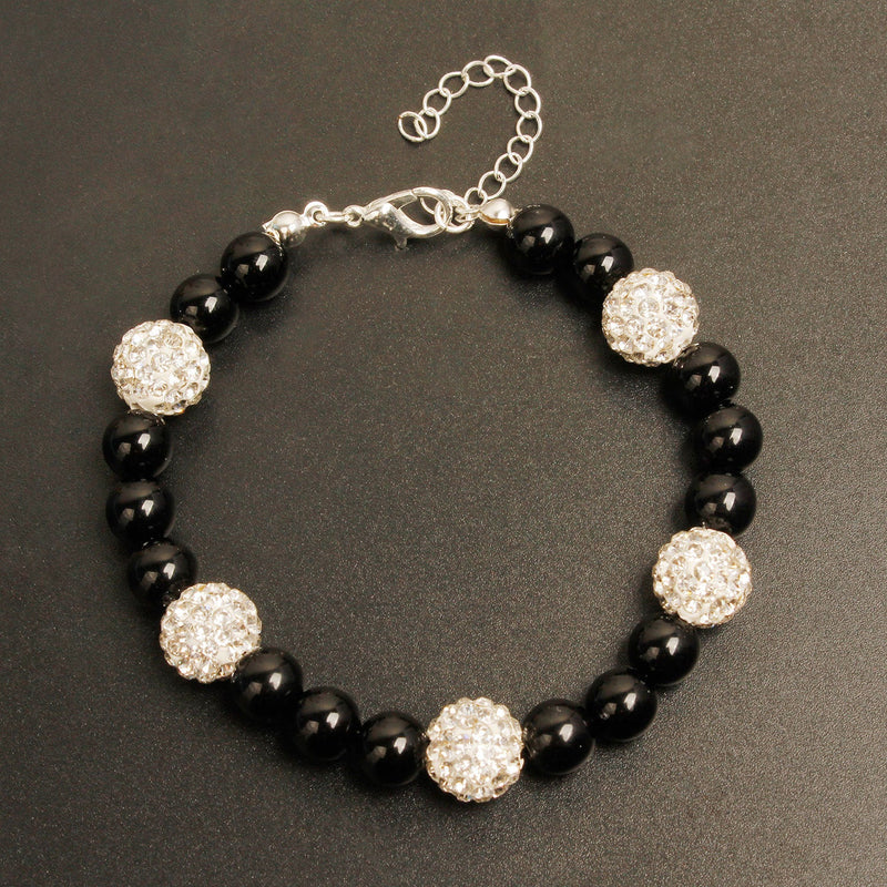 Imitation Pearl Beaded Bracelet Stretch Rhinestone Ball Vintage Bracelet