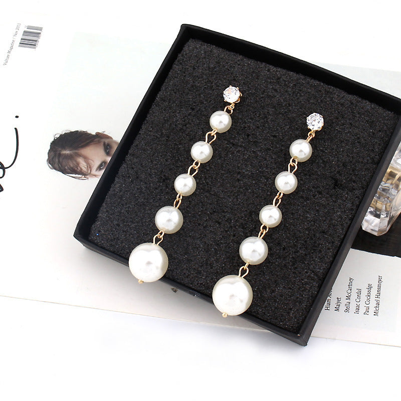 Pearl Long Earrings Multiple Pearls Tassel Drop Earrings