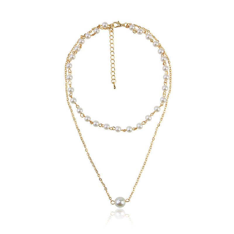 Layer Chain Pearls Necklace