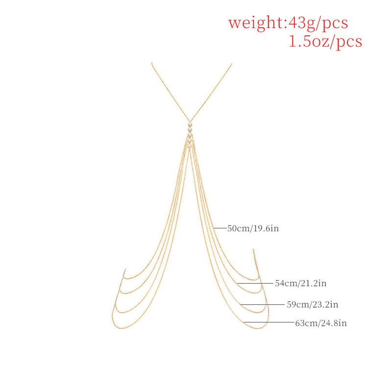 Beach Body Jewelry Sexy Chest Chain with Pearl