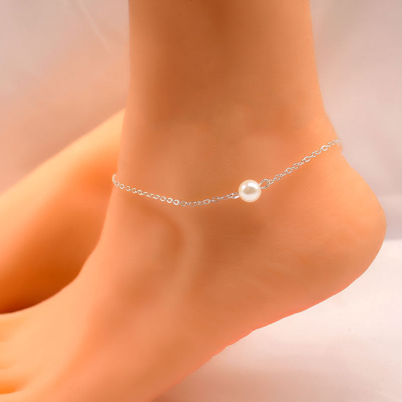 Simple Pearl Beads Anklet Jewelry