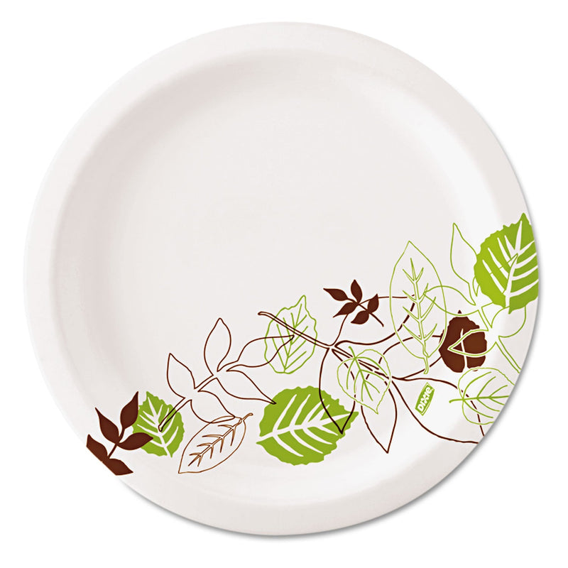 Dixie Pathways Soak-Proof Shield Mediumweight Paper Plates, 6.88" dia, Green/Burgundy, 125/Pack, 8 Packs/Carton