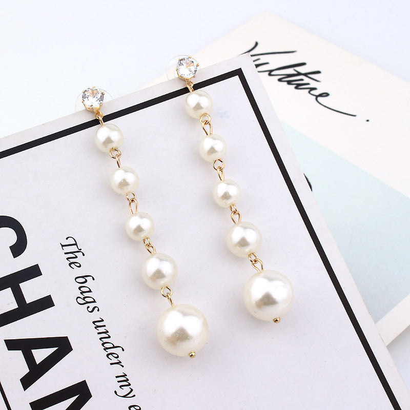 Pearl Long Earrings Multiple Pearls Tassel Drop Earrings