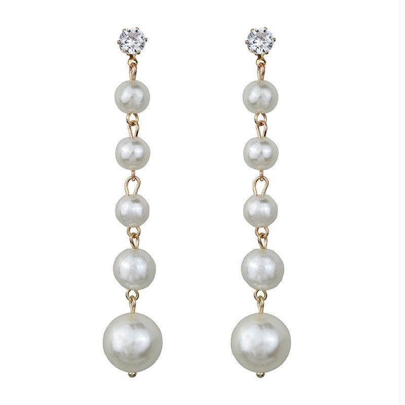 Pearl Long Earrings Multiple Pearls Tassel Drop Earrings