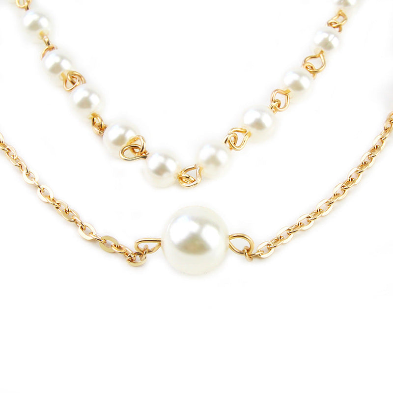 Layer Chain Pearls Necklace