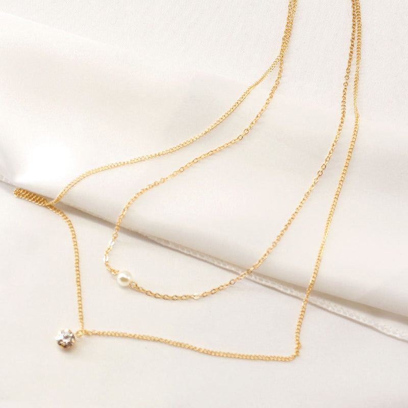 Layer Pearl Beads Chain Necklace