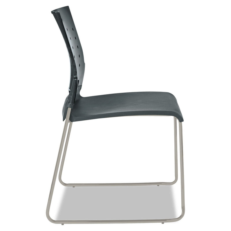 Alera Continental Series Plastic Perforated Back Stack Chair, Supports Up to 275 lb, Charcoal Seat/Back, Gunmetal Base, 4/CT