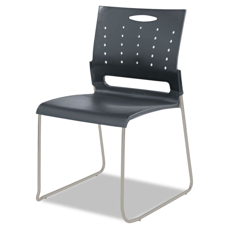 Alera Continental Series Plastic Perforated Back Stack Chair, Supports Up to 275 lb, Charcoal Seat/Back, Gunmetal Base, 4/CT