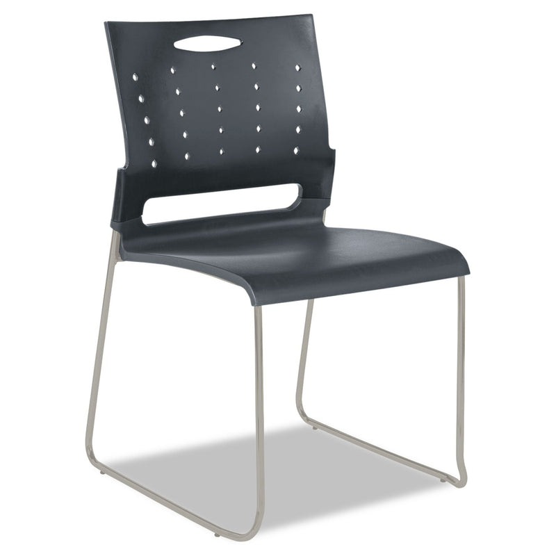 Alera Continental Series Plastic Perforated Back Stack Chair, Supports Up to 275 lb, Charcoal Seat/Back, Gunmetal Base, 4/CT