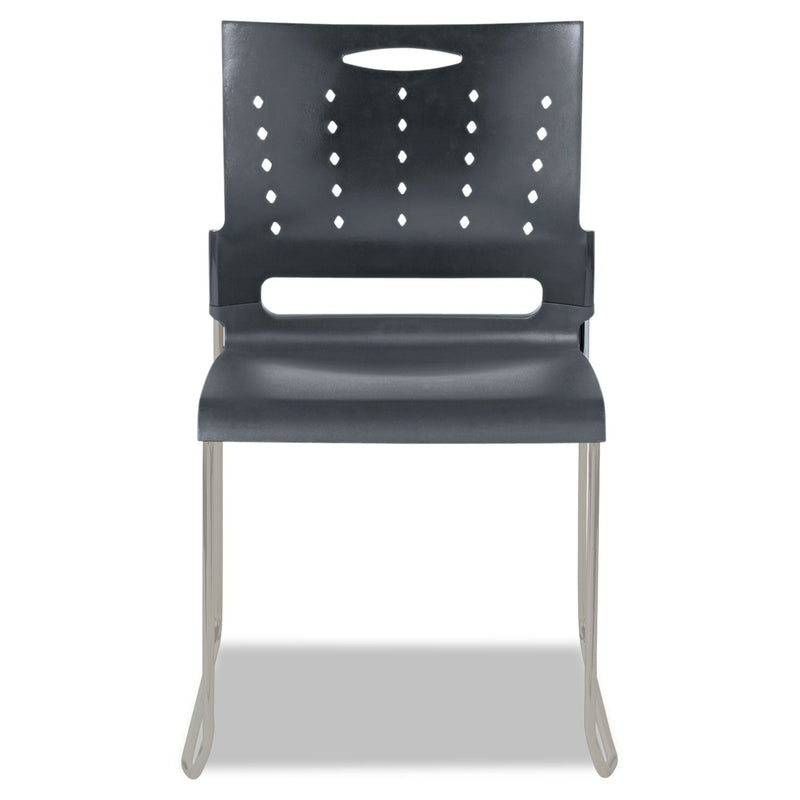 Alera Continental Series Plastic Perforated Back Stack Chair, Supports Up to 275 lb, Charcoal Seat/Back, Gunmetal Base, 4/CT