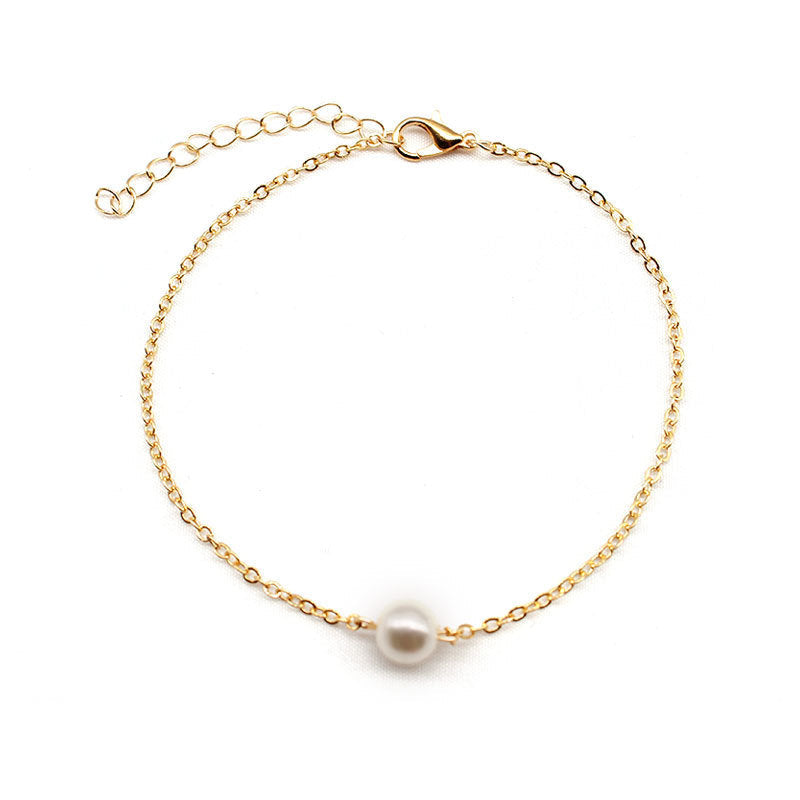 Simple Pearl Beads Anklet Jewelry