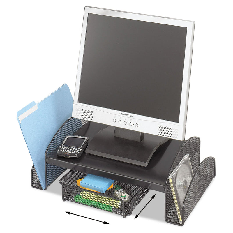 Safco Onyx Mesh Monitor Stand, 19.25" x 11.25" x 6.25", Black