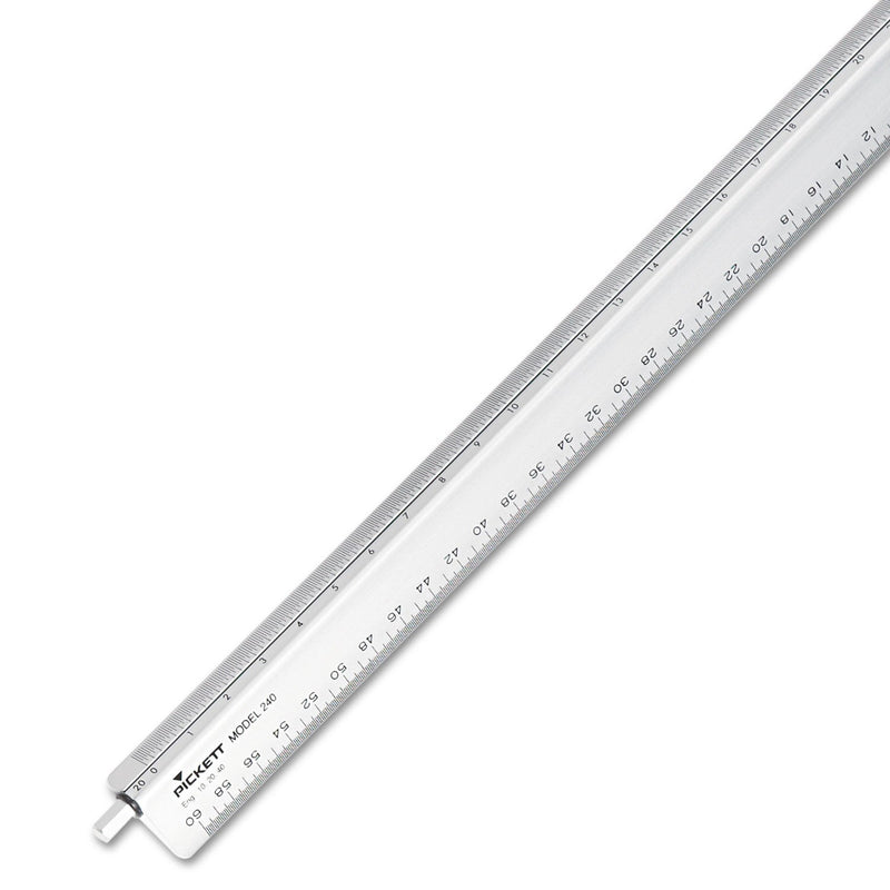 Chartpak Adjustable Triangular Scale Aluminum Engineers Ruler, 12", Long, Silver